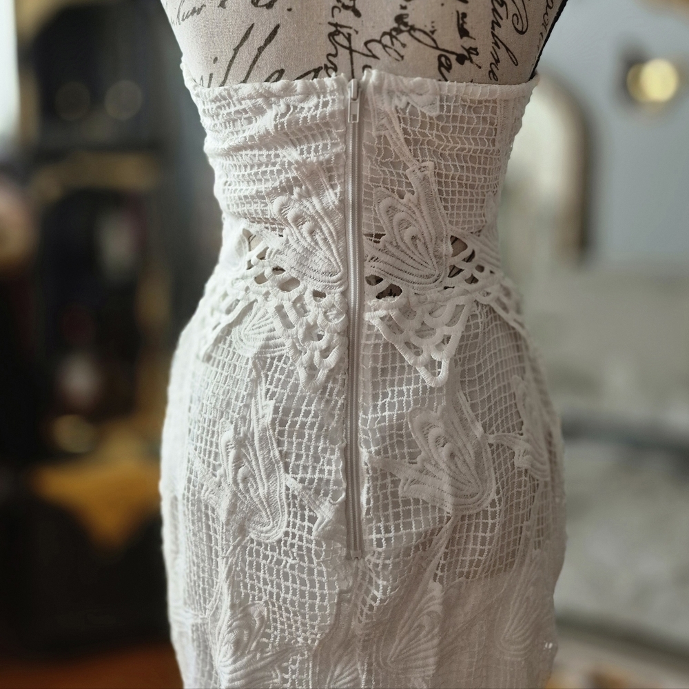 Charlotte Russe Fairycore Strapless White Lace Dress Small - Picture 5 of 8